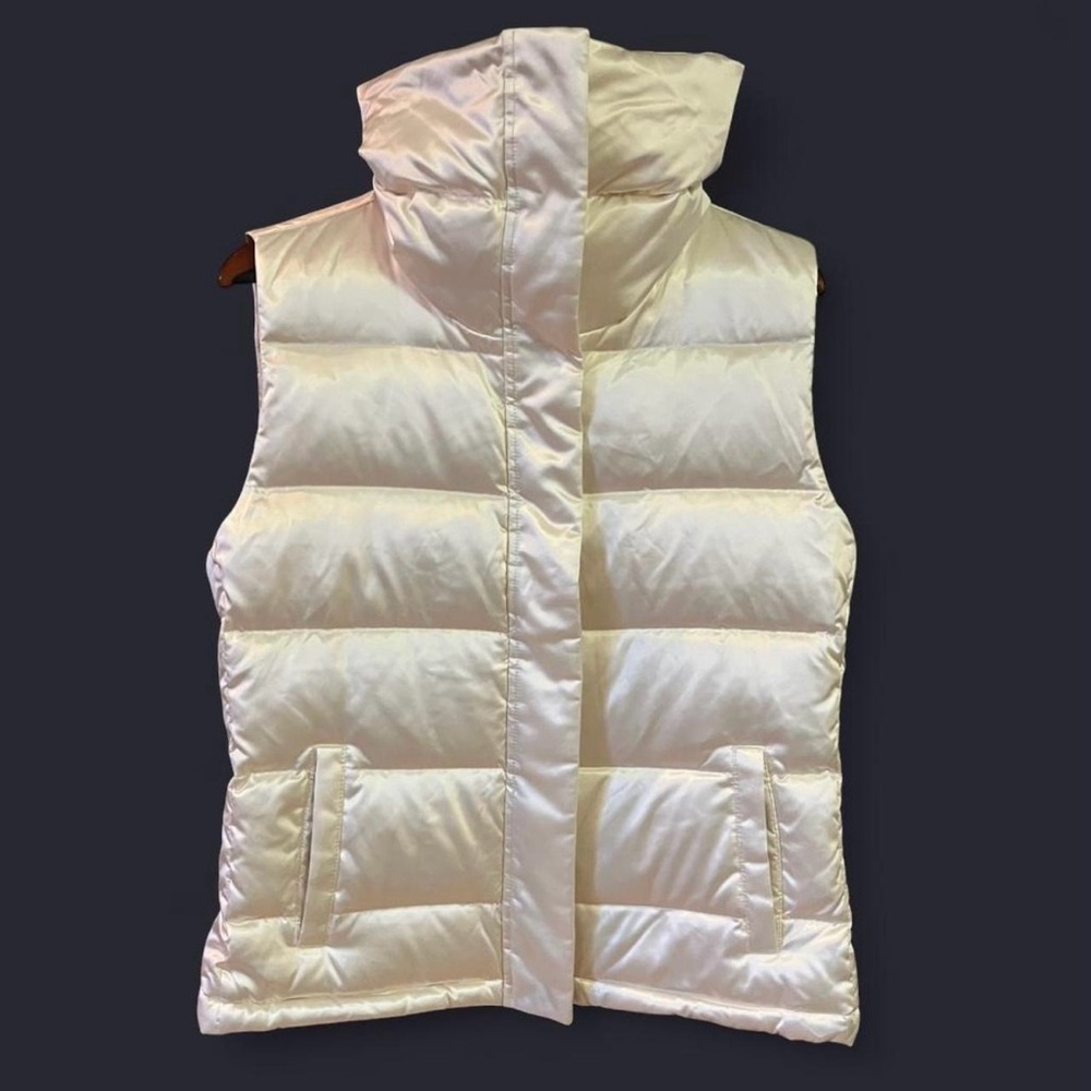 80/20 Duck Down Vest Puffer Cream Chic High Neck Gilet Sleek Versatile M